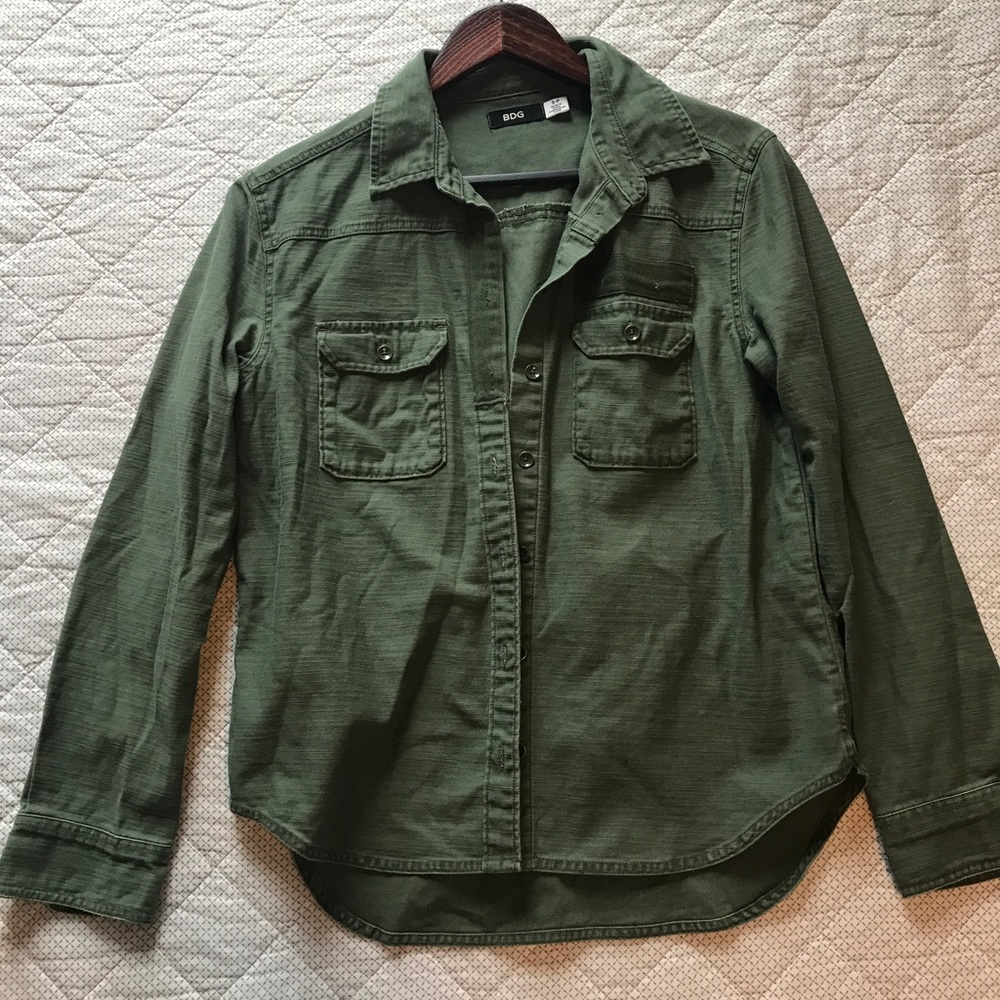 Dark green army flannel